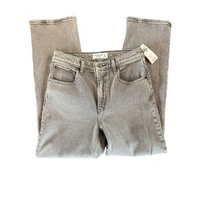 NTW Abercrombie & Fitch The '90s Straight Ultra High Rise Jeans Gray 27 4S Short
